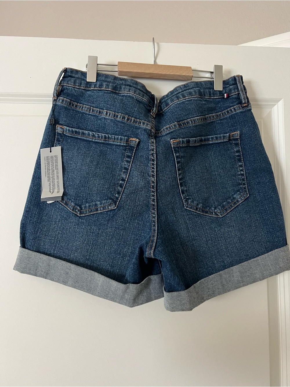 Tommy Hilfiger Dark Blue Rolled Cuff Denim Shorts - Picture 5 of 5